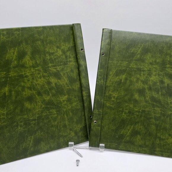 Green Faux Leather Expandable Photo Album Vintage 13.25"x13" Scrapbooking - Picture 2 of 12